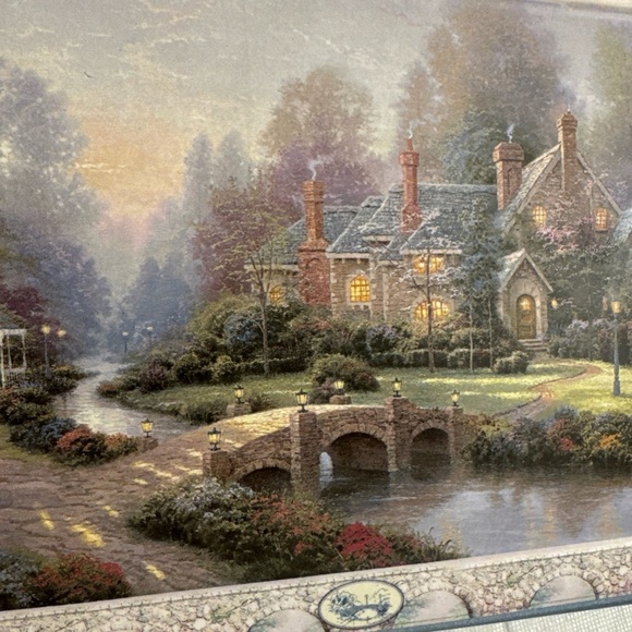 2000 Vintage Thomas Kinkade's Beyond Spring Gates Ceramic Hanging Plate 9” x 7” - Picture 2 of 4